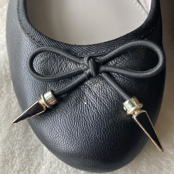 Circus by Sam Edelman black leather bow stud ballet flats - Picture 3 of 3